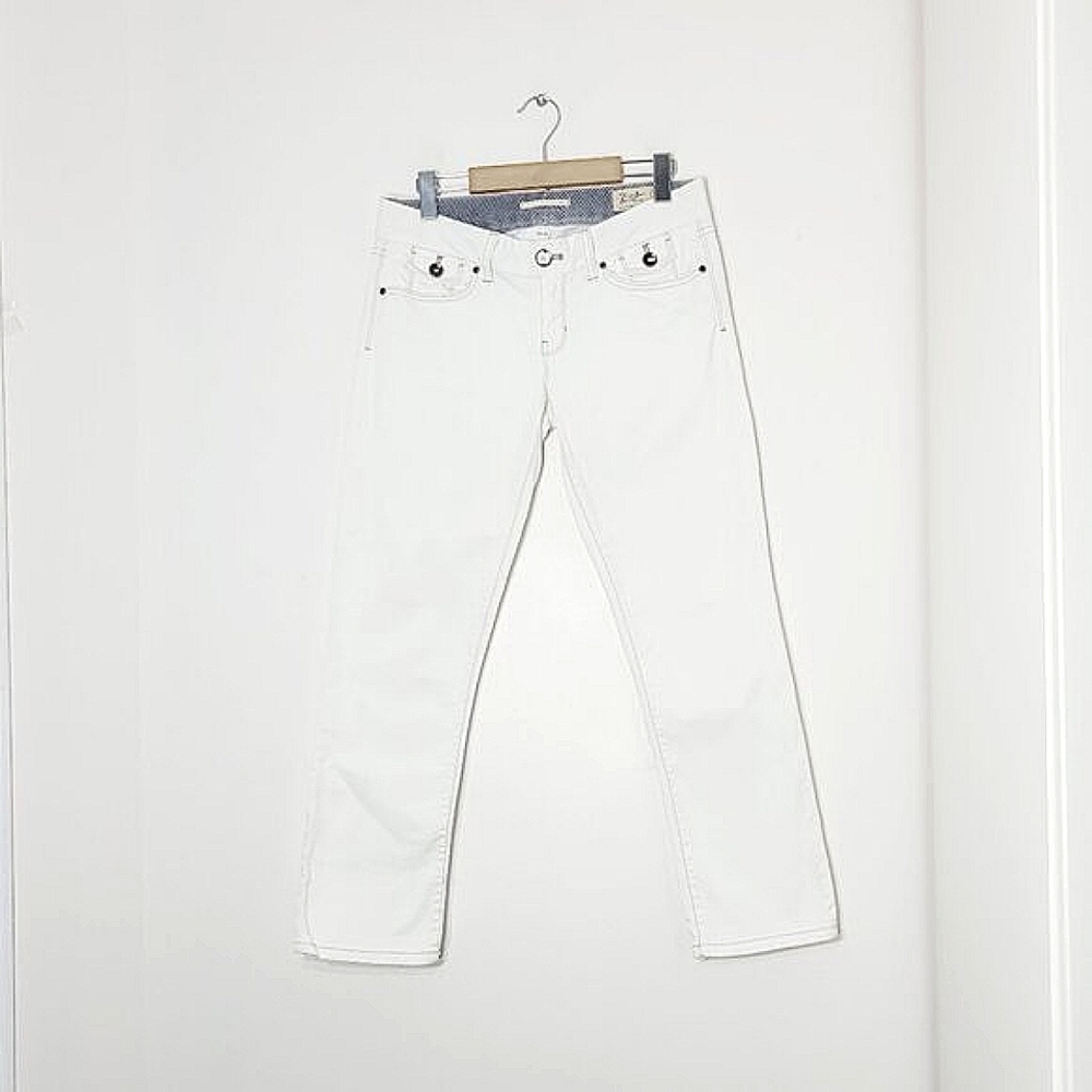 Gap Jeans Women's White Cotton Blend Low Rise Cropped Slim Fit Jeans Size 6